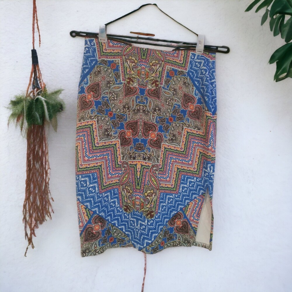 XL Bisou Bisou Tribal Aztec African Print Pencil Skirt